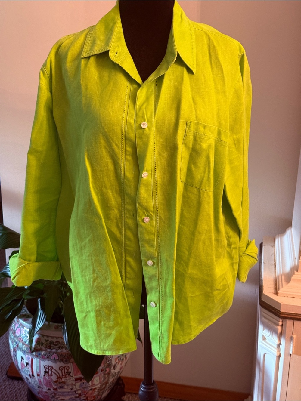 Women’s Lime Green Button-Up Shirt